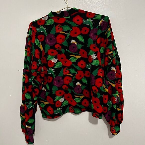 Zara Collection Multicolored Floral Balloon Sleeve Blouse Size S Fairy Boho - Picture 7 of 12